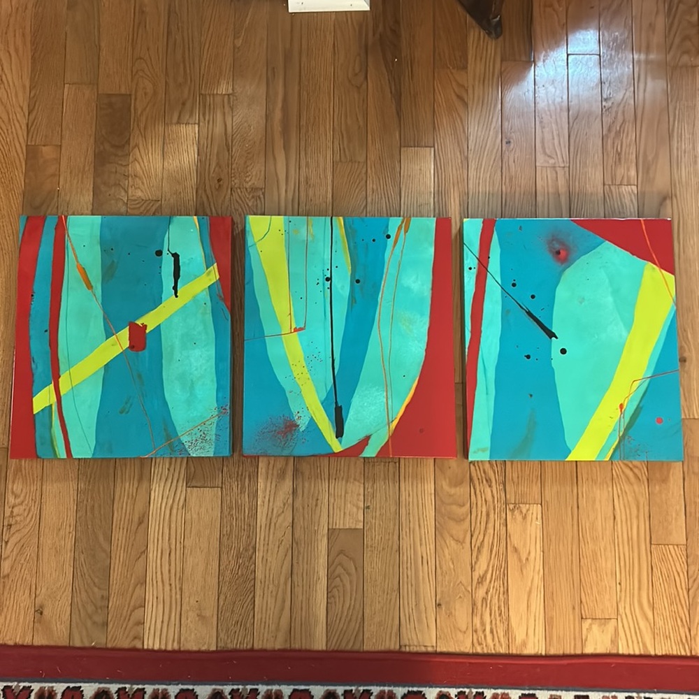 RARE Contemporary artwork by Suzanne Marie Lambert originals, 3 in series canvas